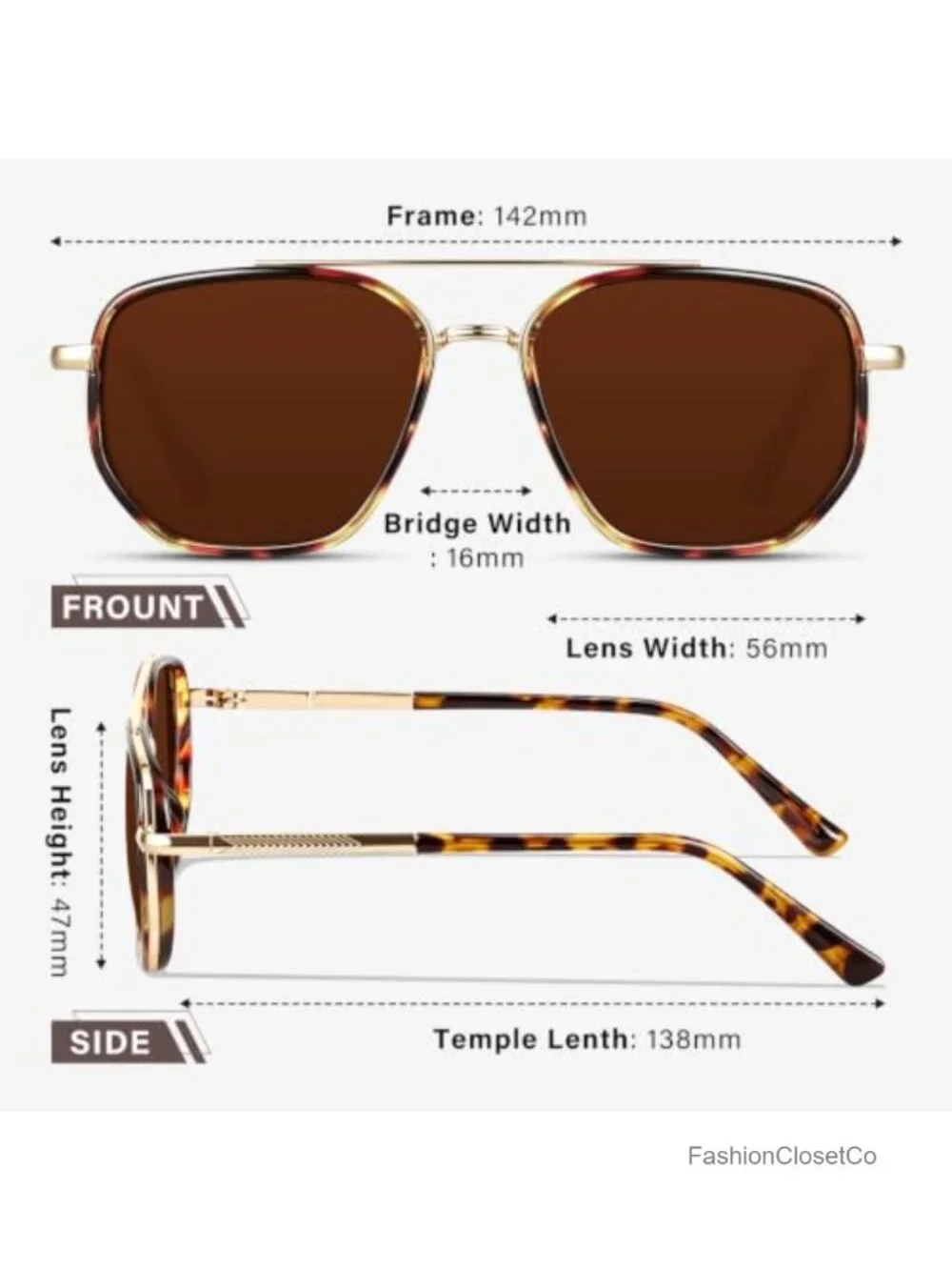 Classic Aviator Sunglasses for Women, Polarized UV Protection Metal Frame